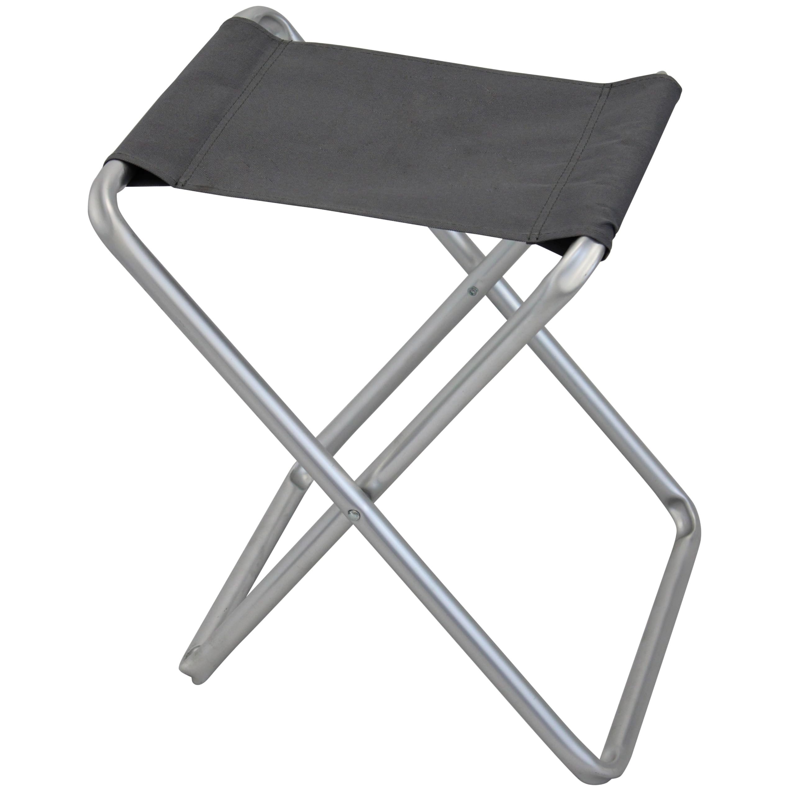milani home - sgabello da campeggio, alluminio e textilene, pieghevole compatto, blu e grigio