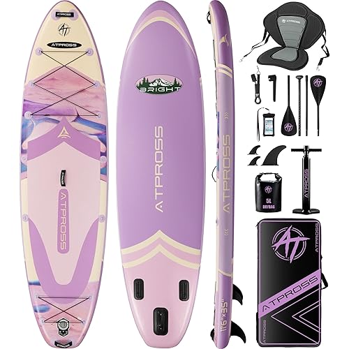 11'6"x35" Inflatable Stand Up Paddle Board 450LBS Weight Capacity Extra Wide Non-Slip Stable Deck Adult SUP,Premium Accessories Kit & Backpackfor Yoga, Fishing, Surf