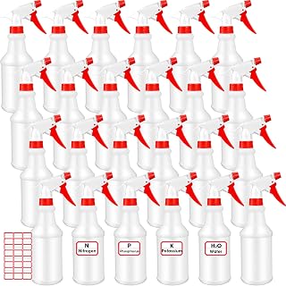 Rtteri 24 Pcs 16 Oz Plastic Spray Bottle for Cleaning Solutions Bulk Empty and Reusable Leak Proof Spraying Bottles for Cleaning, Water, Auto Details, Commercial, Bathroom(Red, White)