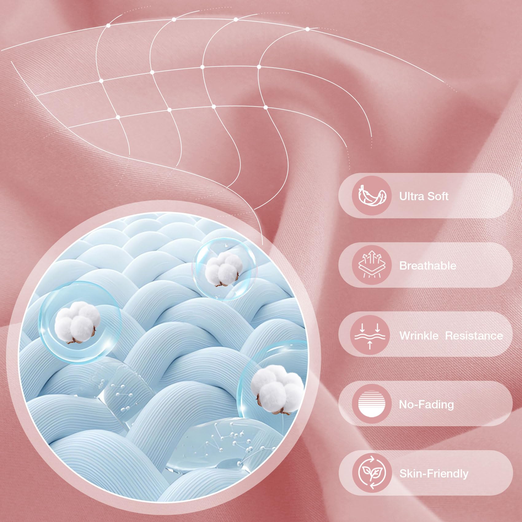 JSD 100% Cotton Twin Sheet Set Dusty Pink, 300 TC Sateen Weave Bedding, Soft Breathable Wrinkle Resistant, Deep Pocket