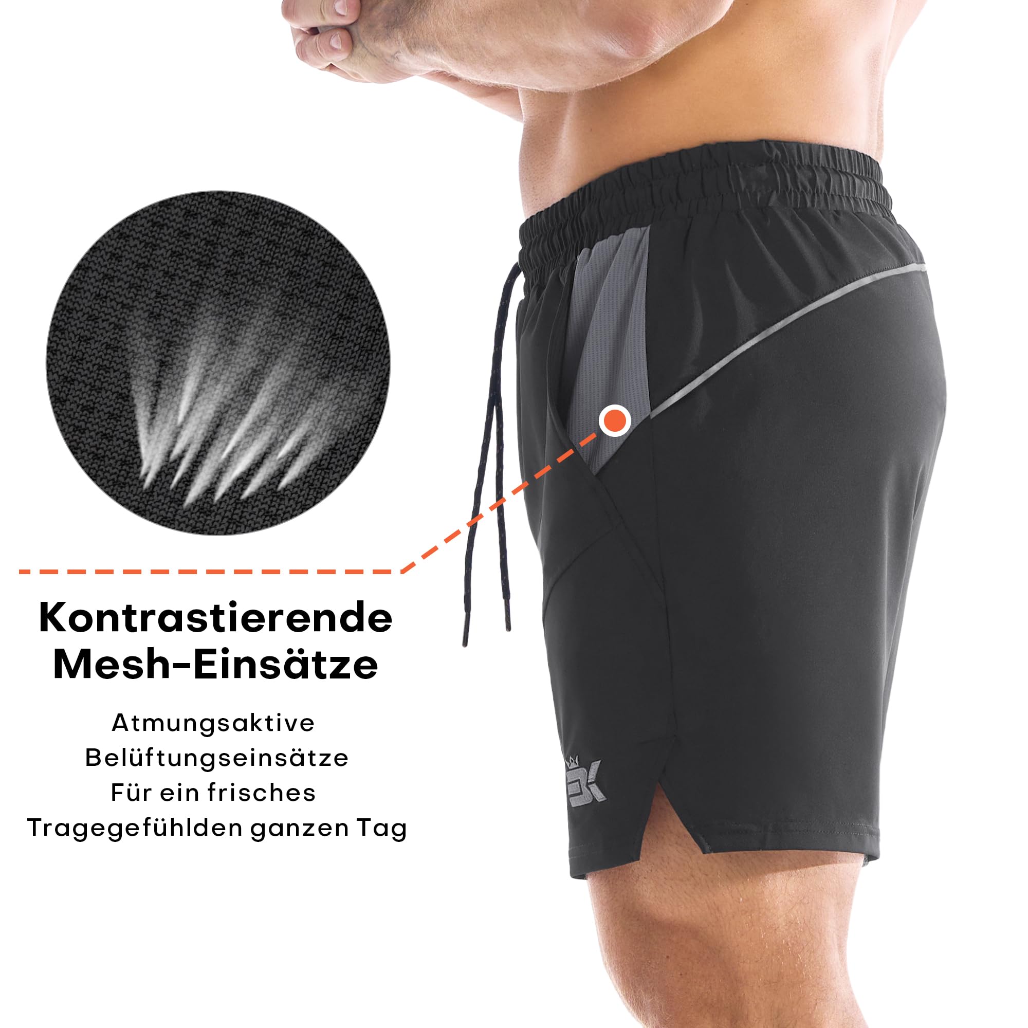 BROKIG Pantalones cortos de deporte ligeros para hombre con bolsillo de malla, secado rápido, para gimnasio, entrenamiento, fitness, correr, pantalones cortos para hombre