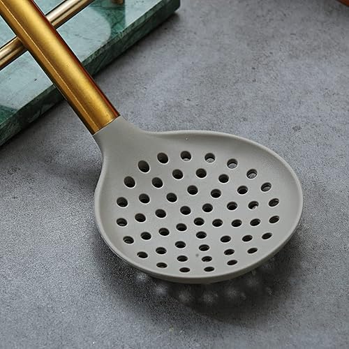 Miniatura 3 de Berglander - Colador antiadherente de silicona con mango chapado en oro de titanio, desnatadores de cocina para utensilios de cocina antiadherentes,