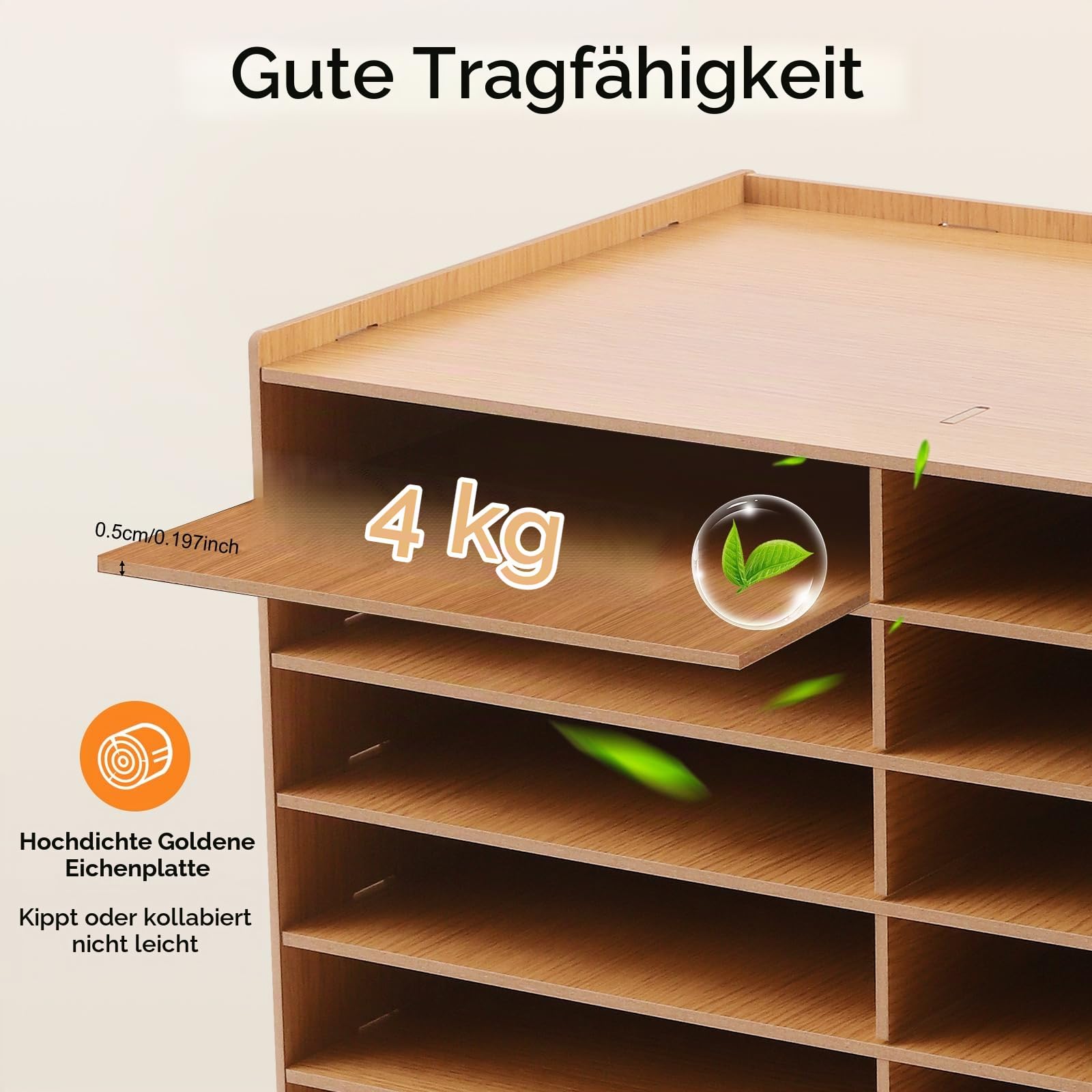 Holz Schreibtisch-Organizer, 18-Fächer-Holz-Papierpost-Briefablage Sorter Multifunktionales Aktenregal Ablage Ablagesystem Geeignet Für A4-Ordner, Zeitschriften