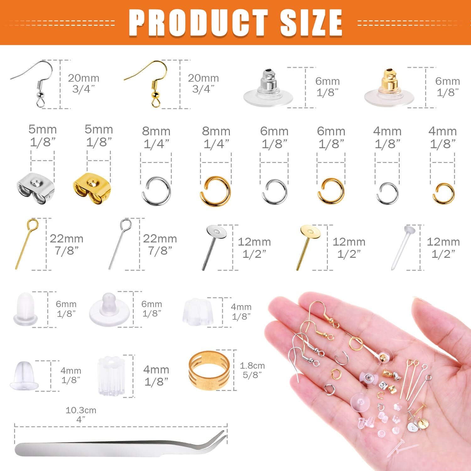 Earring Making Kit, Thrilez 2290Pcs Earring Making Supplies Kit with Earring Hooks, Earring Findings, Earring Backs, Earring Posts, Jump Rings for Jewelry Making Supplies