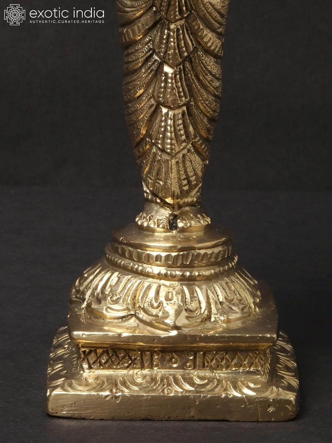 Exotic India Fine Paavai Vilakku (Deep Lakshmi) Brass Statue Traditional Indian Oil Lamp Lady Figurine for, Home Mandir