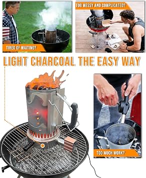 Charcoal Chimney Booster-Charcoal Starter Base & Coal Burner Blower