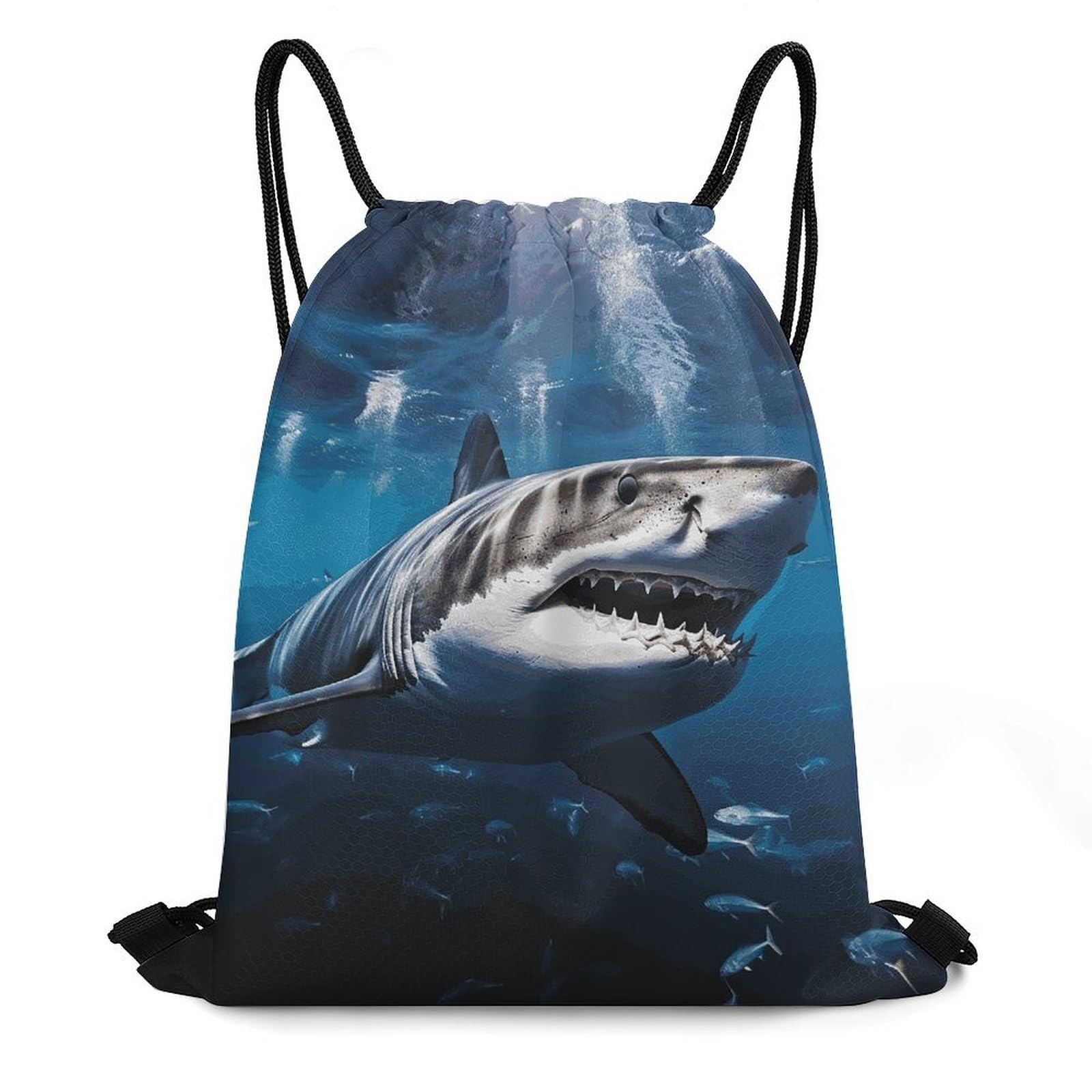 BTCOWZRV Drawstring Backpack Great White Shark Drawstring Bags Gym Bags for Men Women Draw String Bags Yoga Cinch Bag, Great White Shark, 35*42cm, Great White Shark, 35*42cm