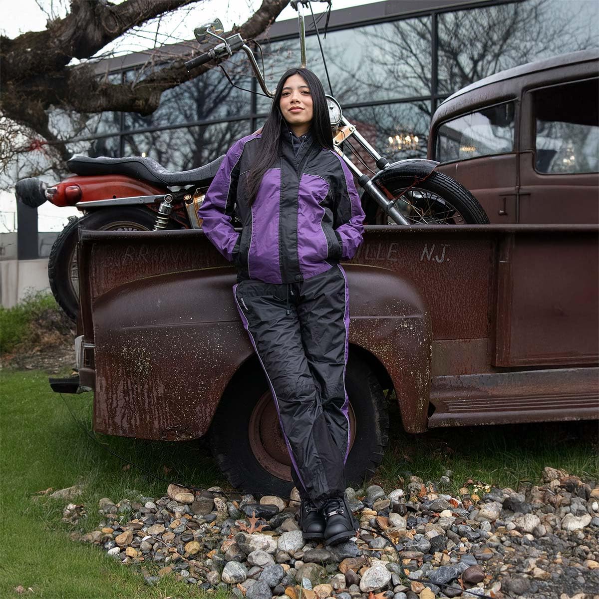 Milwaukee Leather Women's Motorcycle Hooded Water-Resistant Rain Suit for Outdoors - 2X-Large