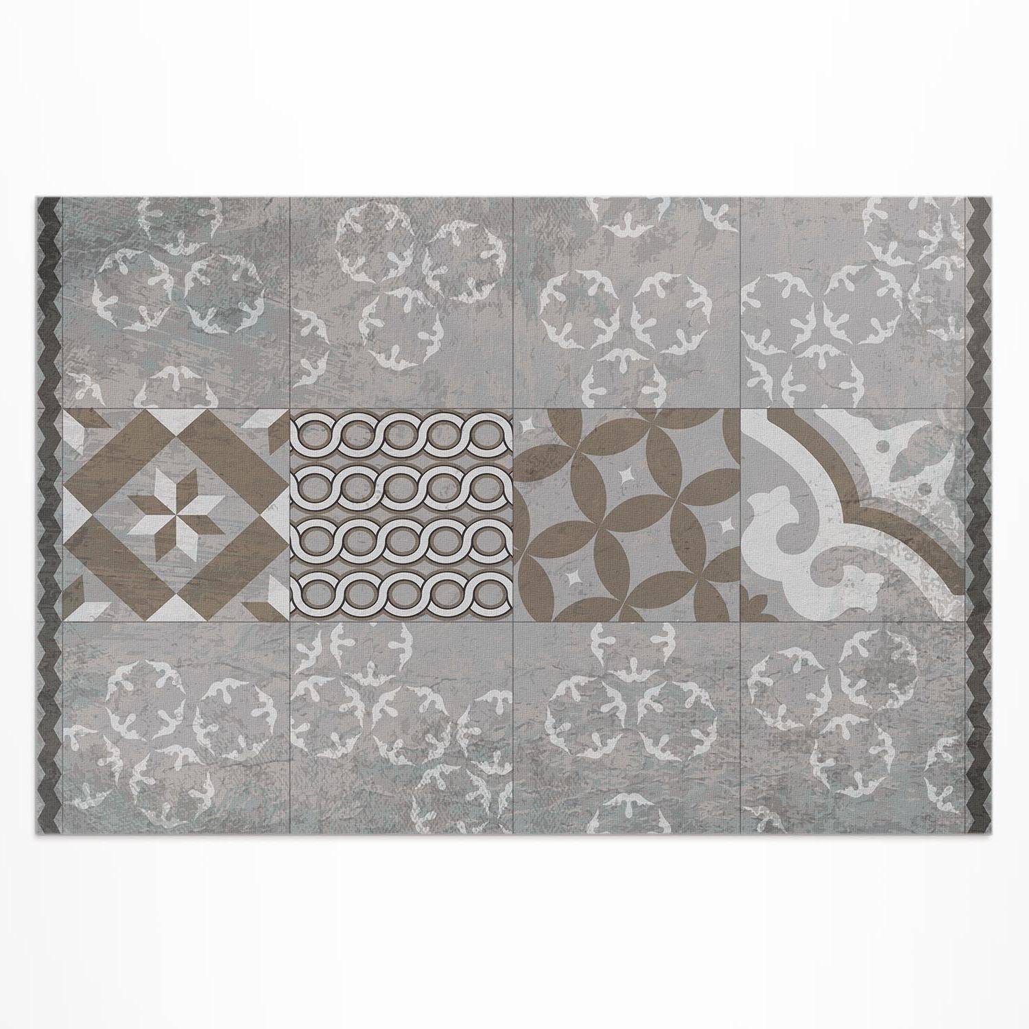Tapis d'extérieur 60x90 cm rectangulaire en PVC style carreaux décoratifs pour balcon
