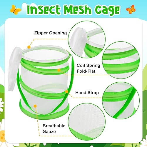 Miniatura 3 de 12 redes telescópicas de pesca de mariposa para niños, herramientas para atrapar insectos al aire libre, incluyendo 6 redes de captura y 6 jaulas de