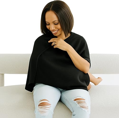 Poncho transpirable para lactancia Elegante bufanda multiusos para lactancia materna, funda de asiento de coche y manta de bebé para madres modernas