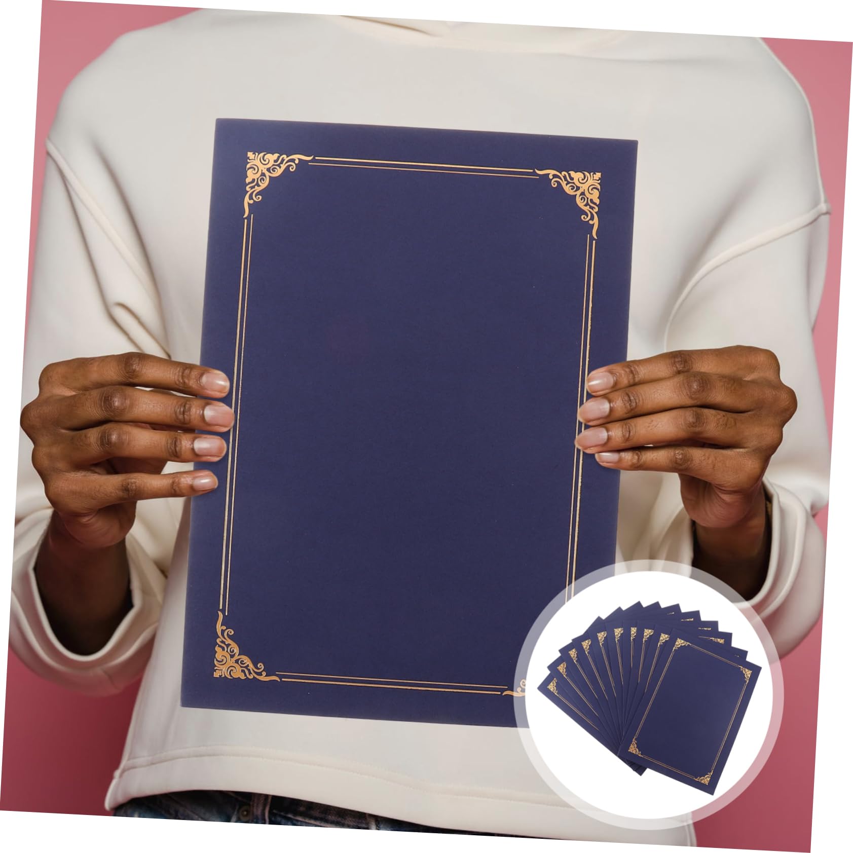 EXCEART Custodie per Certificati per Premi e Diplomi 10 Pezzi in Carta Lamina Oro, Copertine Classiche Resistenti per Cerimonie di Premiazione e Laurea