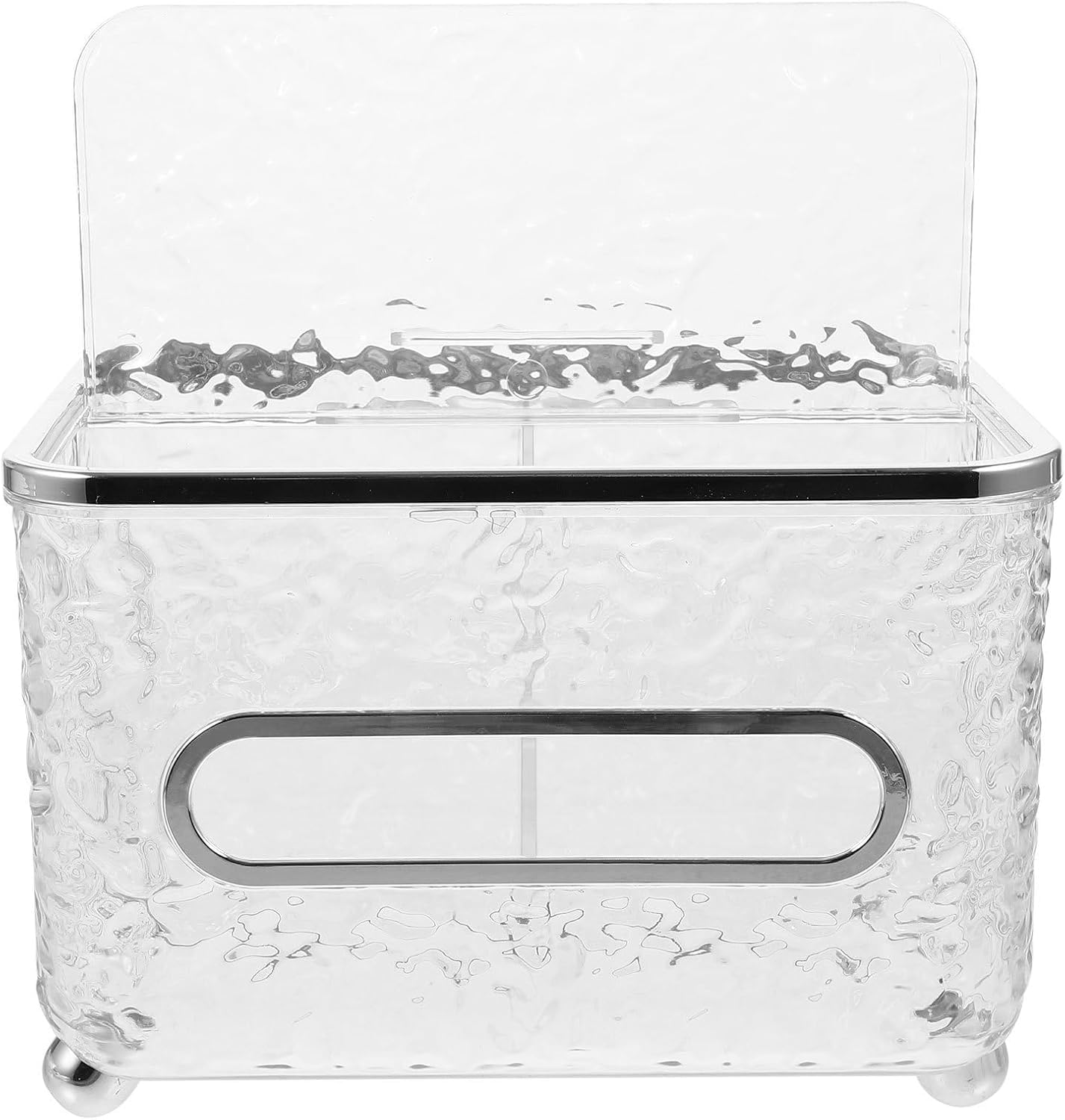 Multi-functional Resin Tissue Holder with Dual Compartments - Stylish Desktop Organizer for Home and Office