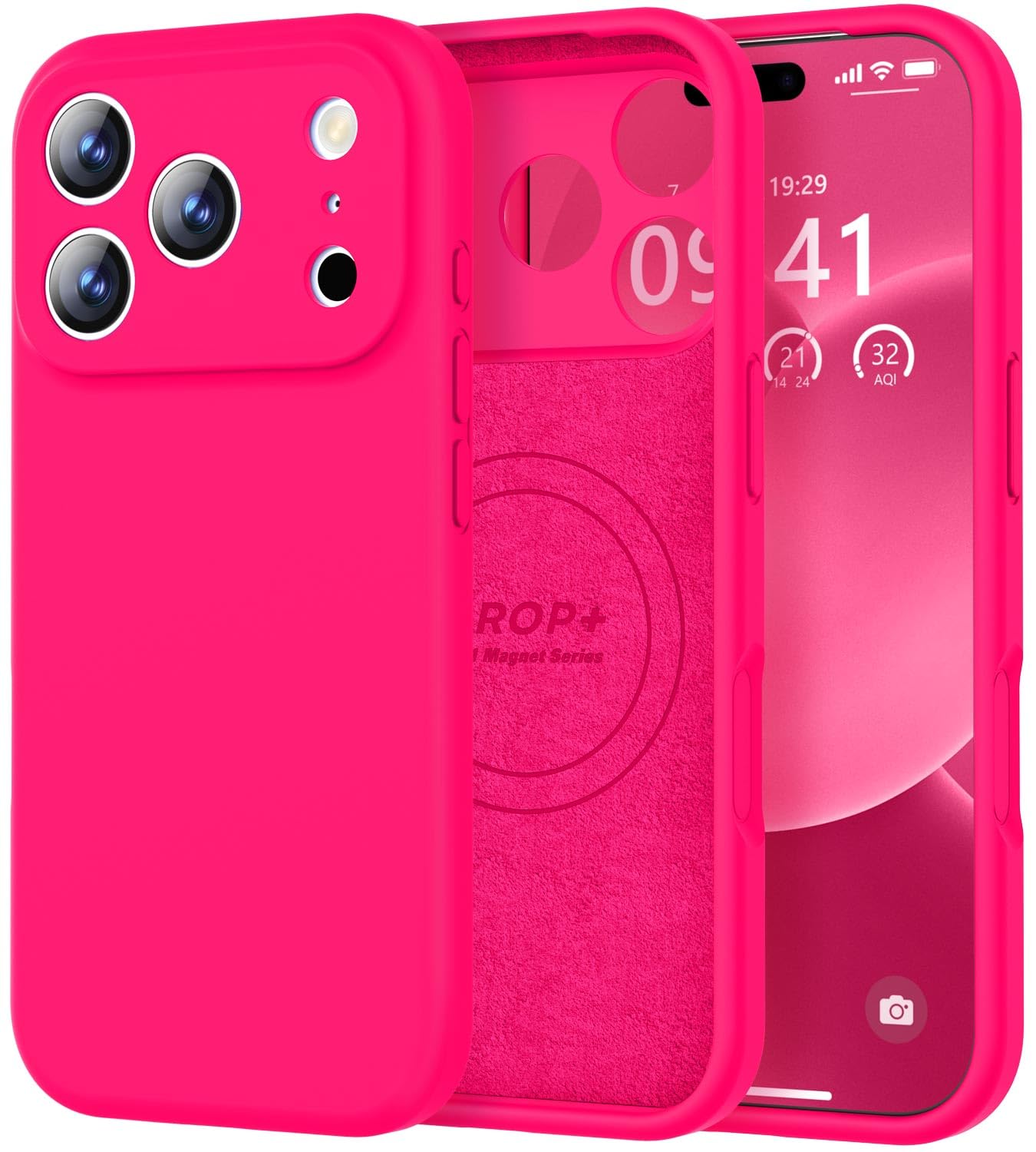 Photo 1 of Vooii Magnetic for iPhone 17 Pro Max Case, Compatible with Magsafe (Premium Liquid Silicone) (Integrated Camera Control Button) Full Body Protective Anti-Scratch Microfiber Lining 6.9 inch, Hot Pink