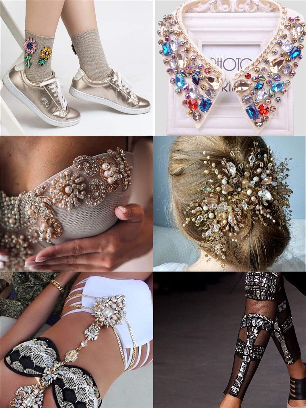 48 Pcs Sew On Crystal Rhinestone Tear Drop Flatback Gold Setting Sew On Crystal by Choupee (Mixed Color, 13 X 18 MM)