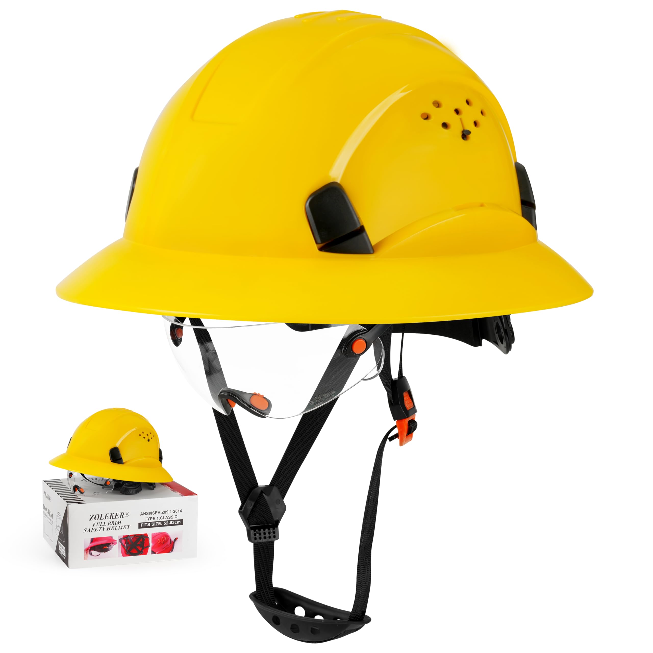 HDPE Full Brim Hard Hat, Construction Safety Helmet With - View #8