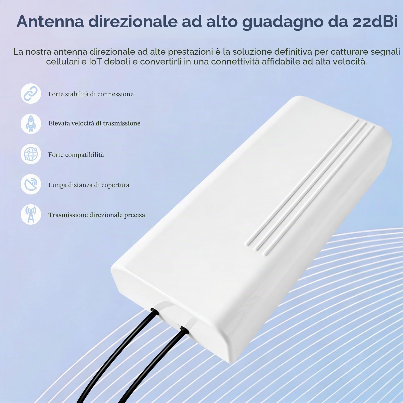 Antenna Esterna 5G 22dBi, 600-6000MHz Direzionale 4G LTE Doppia polarizzazione Antenna wifi 4G LTE Esterna WiFi Antenna MIMO SMA / 2 x TS9, per Router 4G 5G, 2 x Cavo 10m a Bassa Perdita