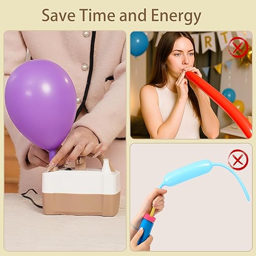 Miniatura 3 de AXHJ Bomba eléctrica del globo, bomba eléctrica portátil AC110V del soplador de aire de la boca dual de la bomba del globo del aire