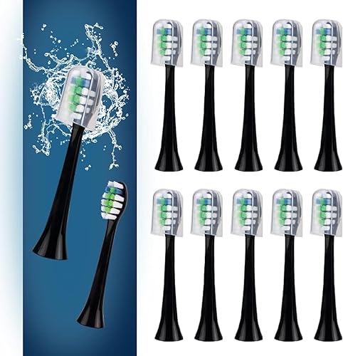 Paquete de 12 cabezales de cepillo de dientes de repuesto compatibles con cepillo de dientes eléctrico Fairywill P11 T9, diseño de cerdas en forma