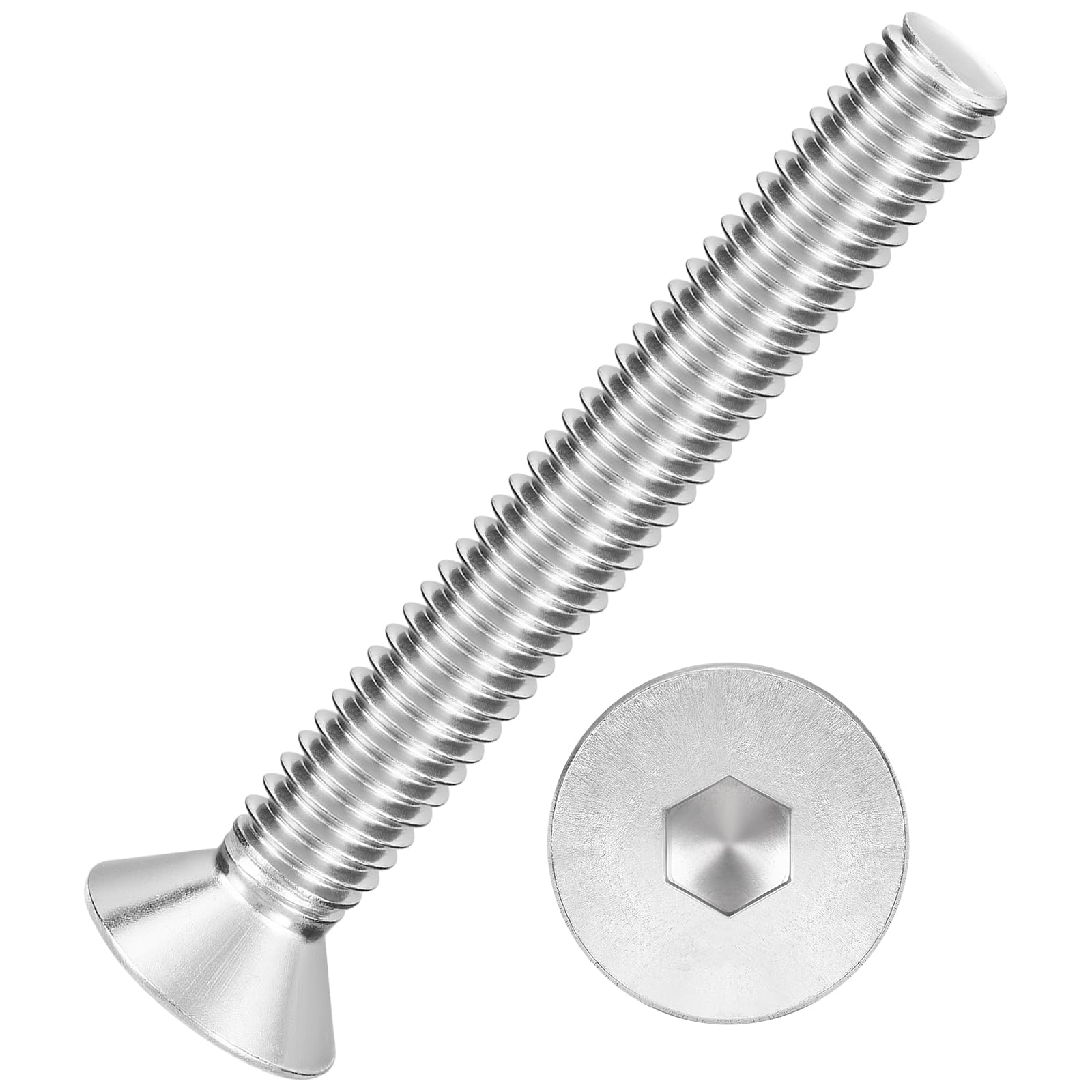 Kozelo 50Pcs Flat Head Socket Cap Screws - [M4-0.7 x 30], 304 Stainless Steel 18-8 Countersunk Bolts, Silver, for Automotive, Furniture Repair, Industrial Equipment & Temporary Fixes