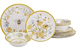 12-Piece Bee Sweet Melamine Dinnerware Set
