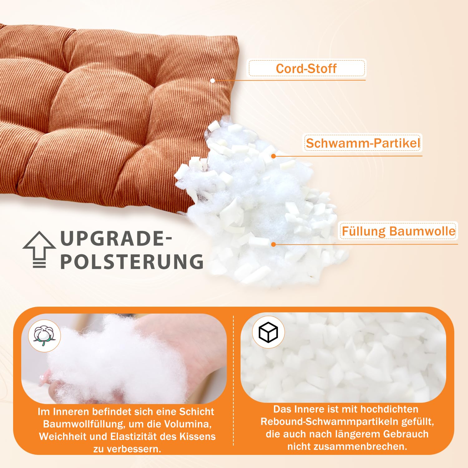 Cuscino Sedile Capitonnè 80x50x6cm - Antiscivolo Per Panche, Sedie, Divani