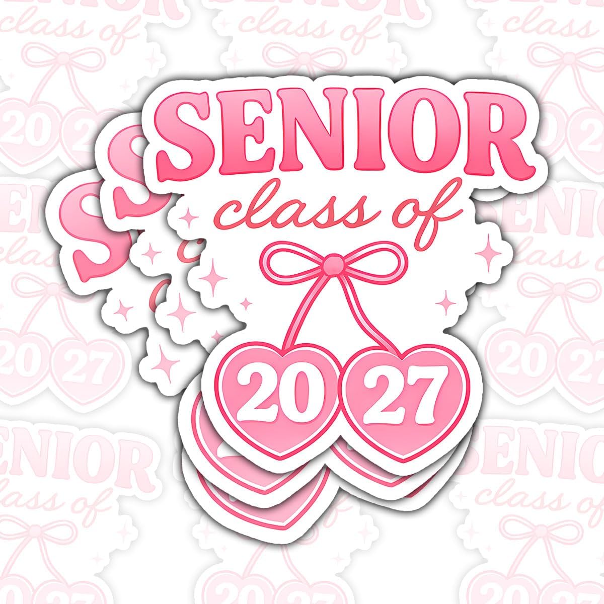 3 PCS Class of 2027 Stickers, Senior Pink Decorations