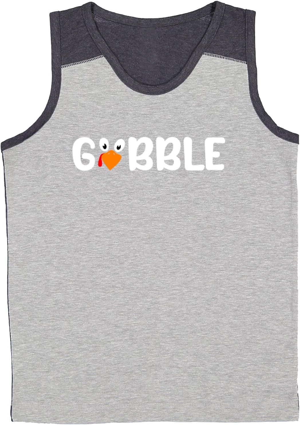 Tcombo Gobble - Turkey Day Thanksgiving Youth Contrast Back Tank Top