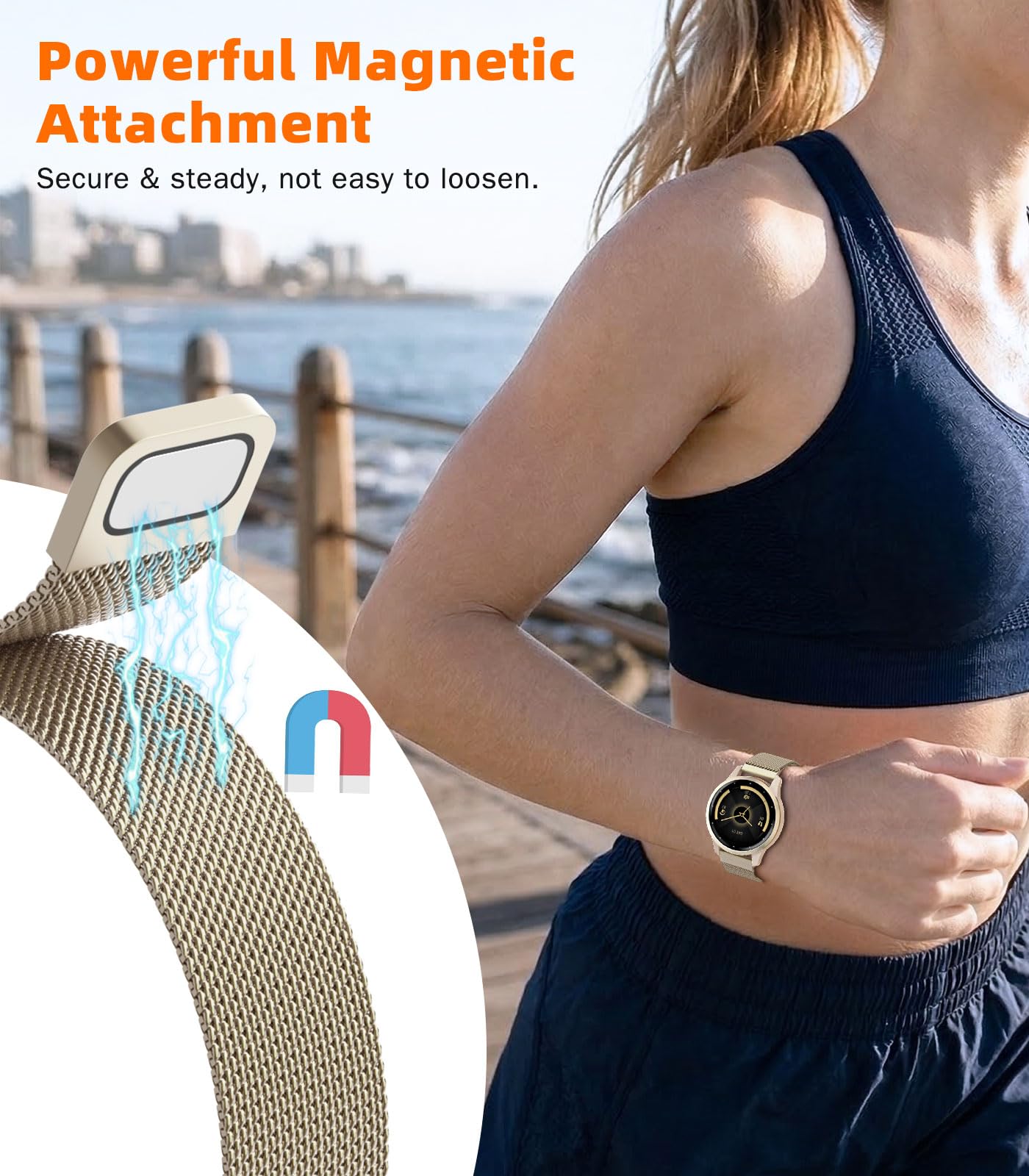 MoKo 18mm 20mm 22mm Metal Band Compatible with Garmin Venu 3S/Venu 4 Watch Bands, Stainless Steel Mesh Strap for Vivoactive 5/6/4S/3, Forerunner 265S/255S Quick Release Replacement Strap Women Men
