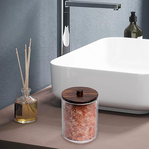 Miniatura 6 de Tbestmax Qtips - Contenedor de baño con tapas de madera, 10 onzas, dispensador de bolas de algodón de 7 onzas, organizador de boticarios para