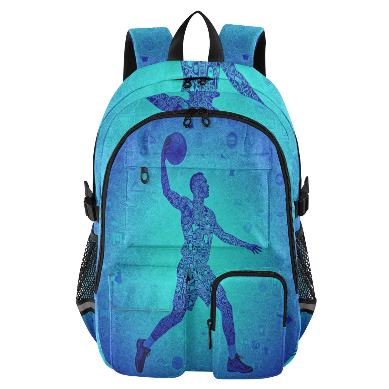 Zaino da viaggio per computer portatile, da basket, per ragazzi e uomini, colore blu, 44,5 cm