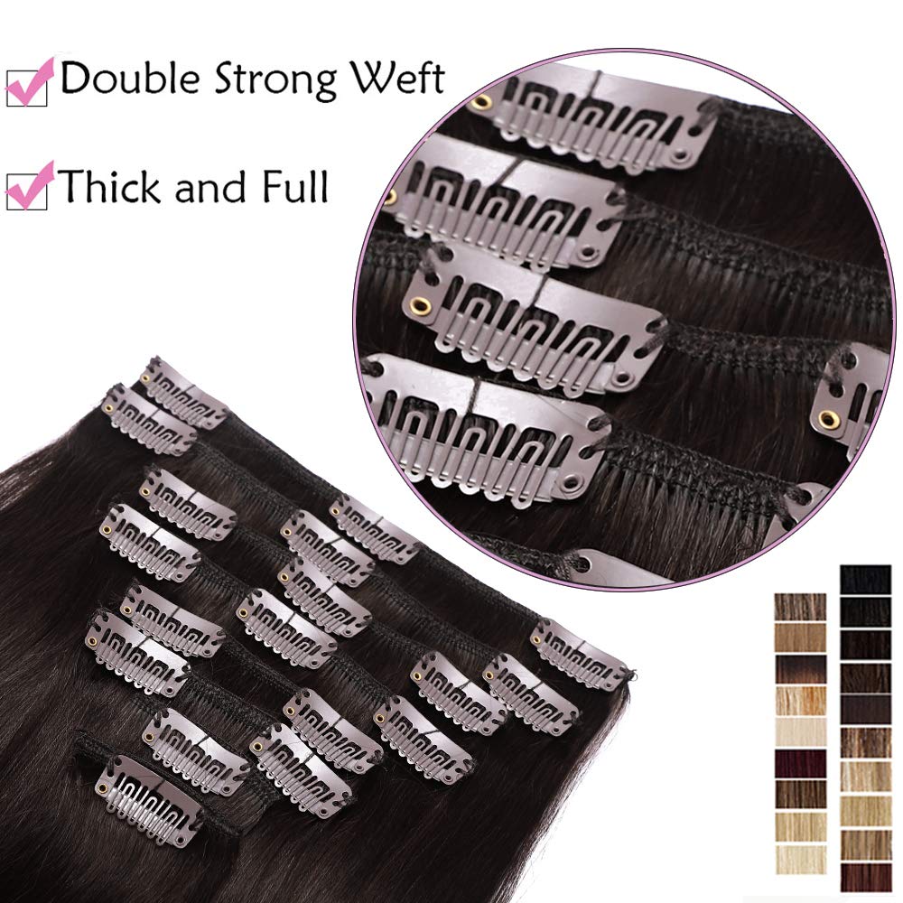 SEGO Extension Clip Capelli Veri Volumizzante 25cm - 100% Remy Human Hair Lisci Naturali 8 Fasce da Set Pesa 110g #2 Marrone Scuro
