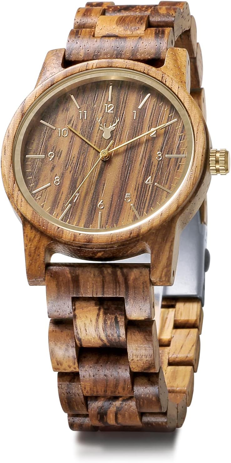 Wooden Watches Uwood Series 40 mm Unisex Natural Handmade Wood Watch with Gift Box & Band Adjustable