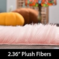 Vista 2 de Latepis - Tapete rectangular de piel sintética tipo lana de oveja suave, esponjosa y lavable para sala de estar, dormitorio, habitación de bebés