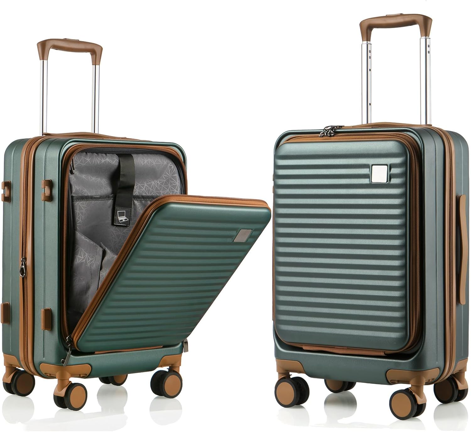 expandable carry on luggage durable hardside lightweight rolling suitcases with spinner wheels tsa lock, (dark green, 19.5-inch)