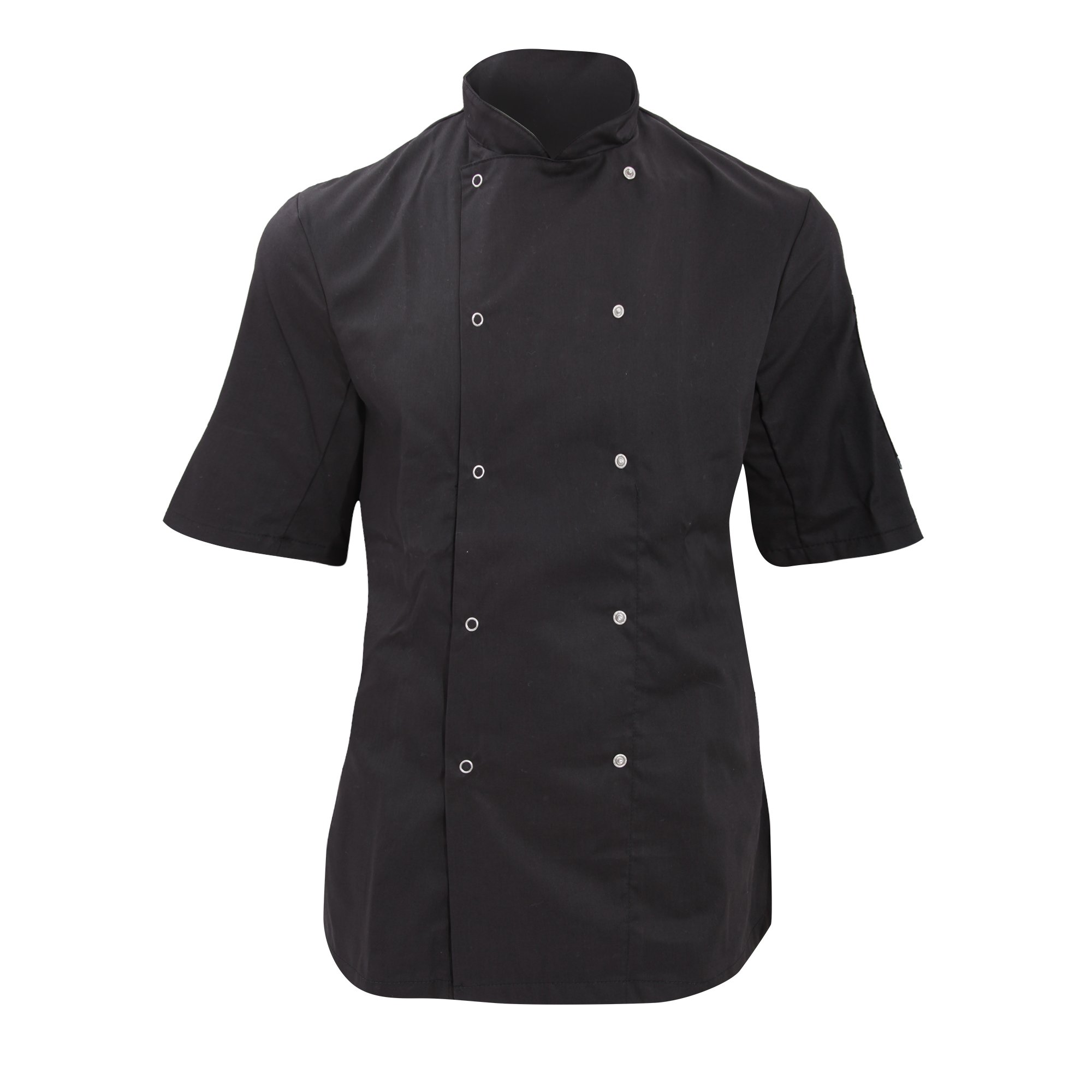 Dennys Damen Economy Kochjacke, Kurzarm (XS) (Schwarz)