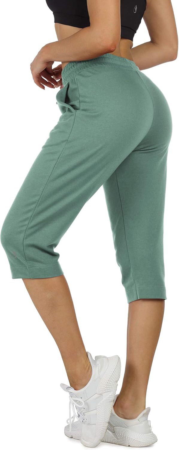 icyzone Capri Sweatpants for Women - French Terry Workout Cropped Joggers Athletic Lounge Pants with Pockets - Image 4