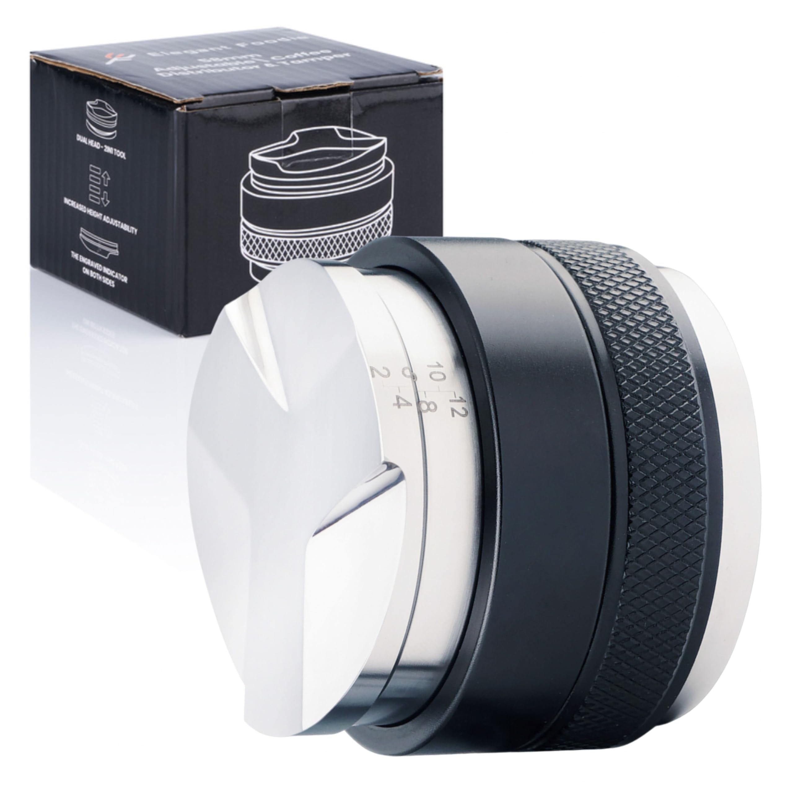 51mm Tamper and Distributor with Height Indicator - Espresso Tamper Fits 51mm Portafilters - Professional Espresso Distribution Tool 51mm - Coffee Accessories - Quality Coffee Tamper Tool 51mm