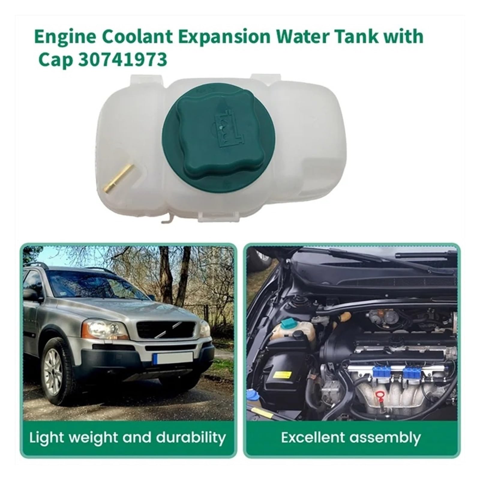 D'Expansion Vase Liquide Pour Volvo Pour XC90 XC70 V70 S80 Pour S60 Radiateur Tube Unique Réservoir D'eau D'expansion Liquide Refroidissement Moteur Avec Bouchon