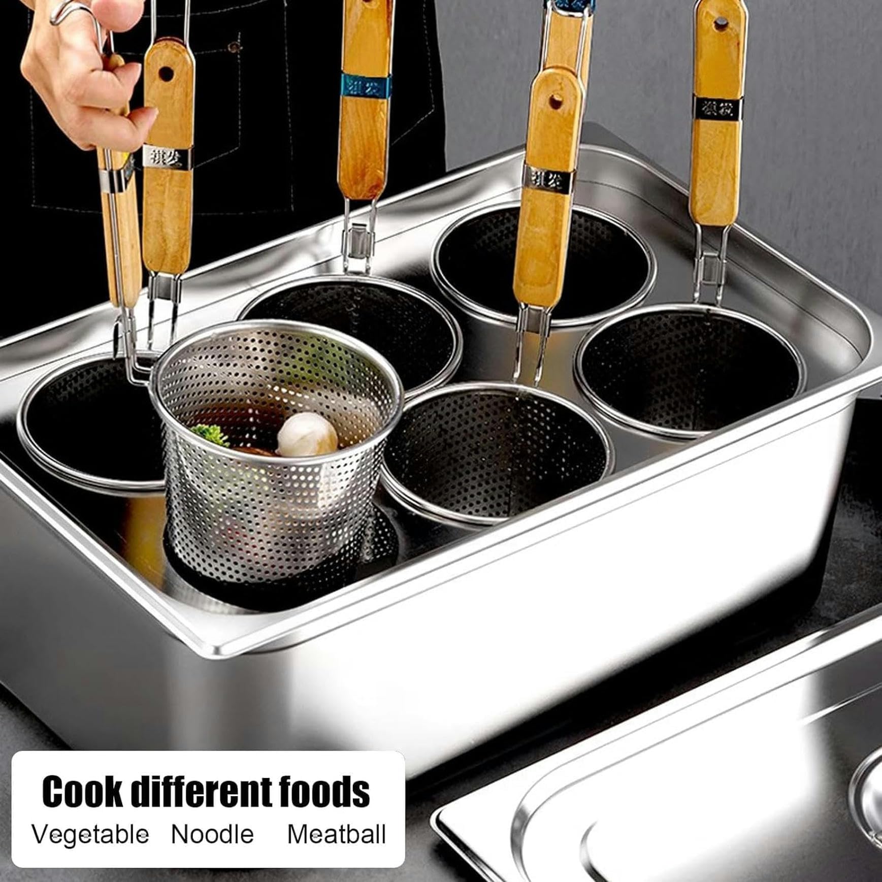 Olla para Pasta, Olla para Pasta de 2/4/6 Agujeros con colador, Olla Cuadrada de Acero Inoxidable con Tapa para Fideos, Verduras y albóndigas, Juego de ollas de Cocina comerciales para estuf