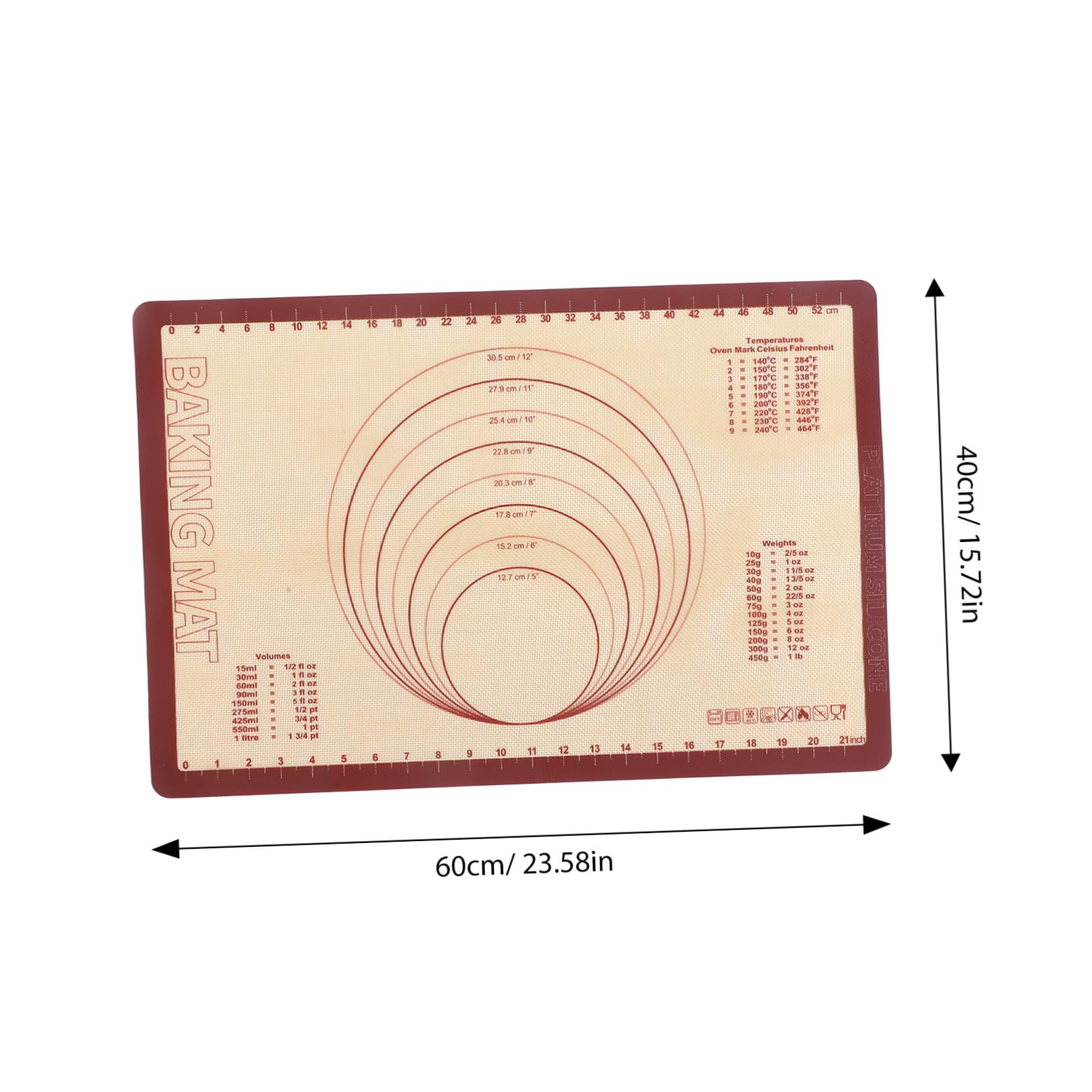Hochtemperaturbeständige Rutschfeste Silikon backmatte Wiederverwendbare Antihaftbeschichtete Teigunterlage aus Flexiblem Lebensmittelechtem Silikon für Kuchen Gebäck und