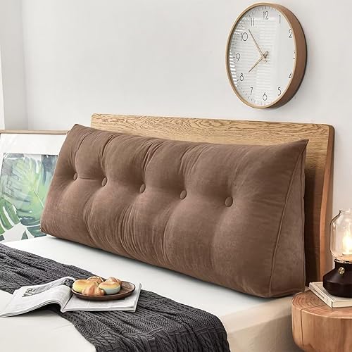 Miniatura 8 de Almohada grande de cuña para cabecera de lectura, almohada para sentarse en la cama para adultos, cojín triangular para respaldo, soporte lumbar y