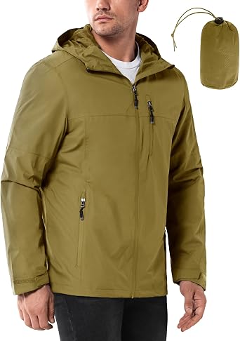 33,000ft Men's Waterproof Jacket Lightweight Packable Outdoor Rain Coats