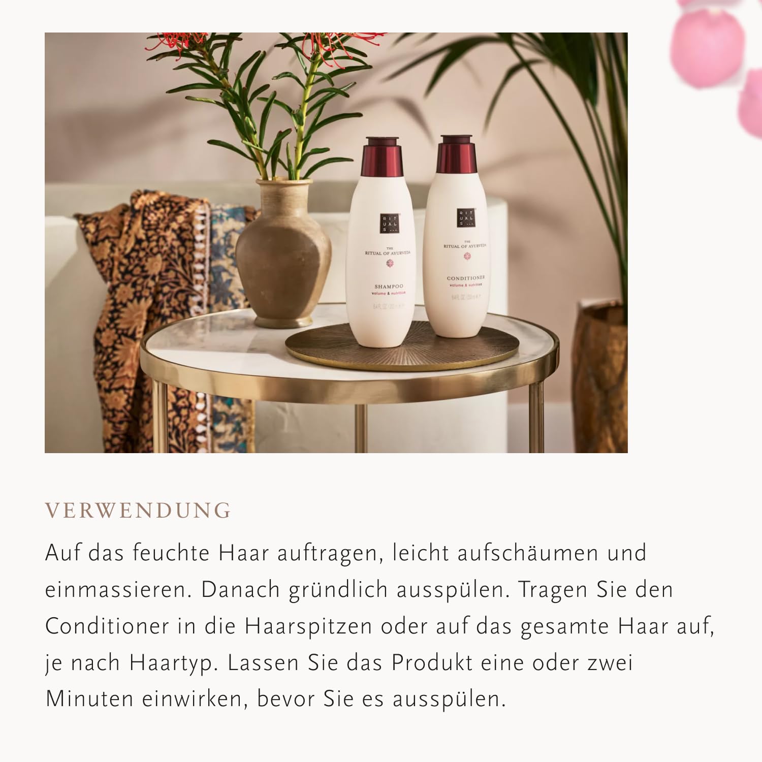 RITUALS Das Ritual of Ayurveda Vorteilspaket | Set aus Shampoo und Spülung | Mit Weizenprotein, Chia | Samen-, Reis- und Macadamianussöl | Vorteilspack 2 x 250 ml