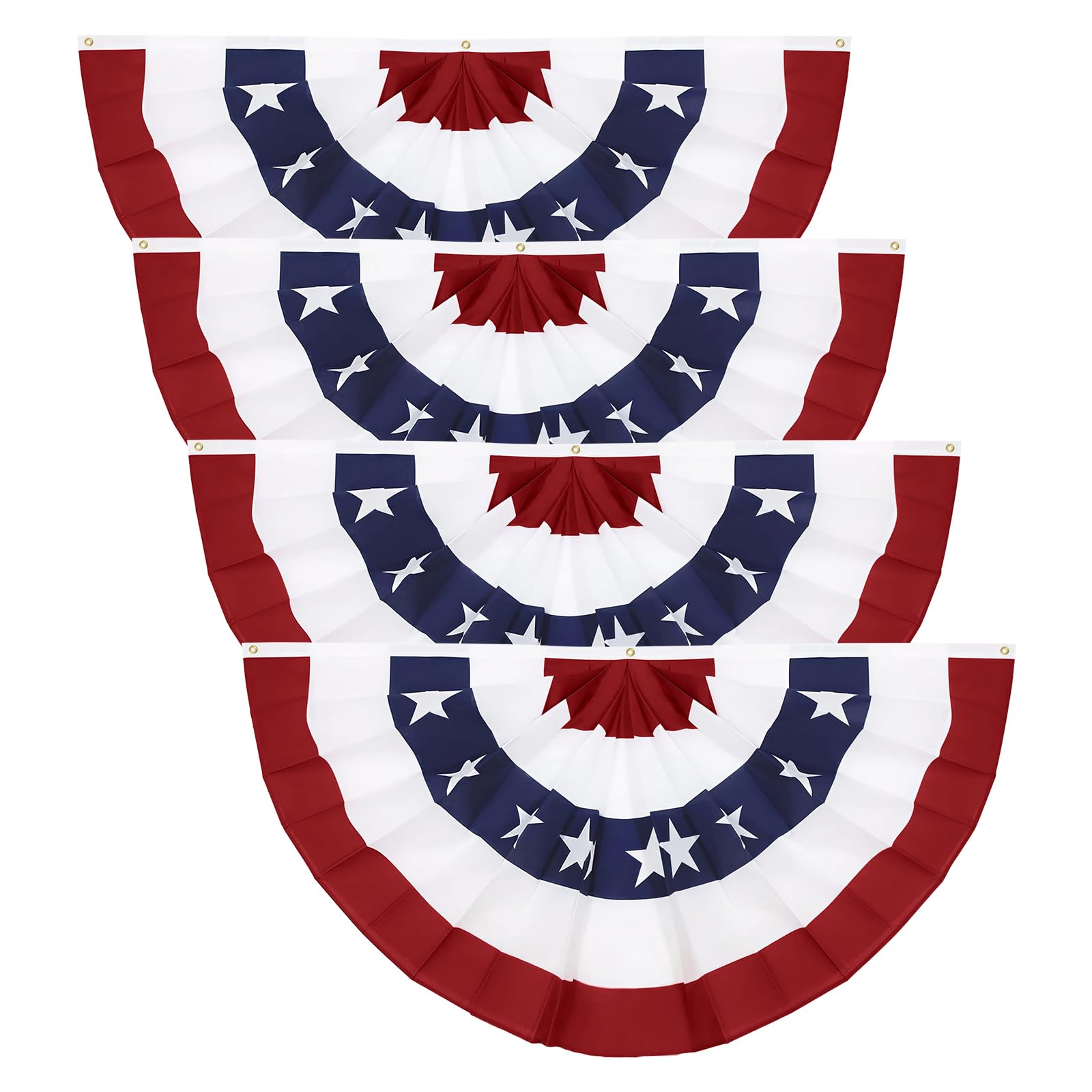 4PCS 3x6 Ft American Pleated Fan Flag, Patriotic Half Fan Bunting Flag Large patriotic fan flags for 4th of July, Memorial Day