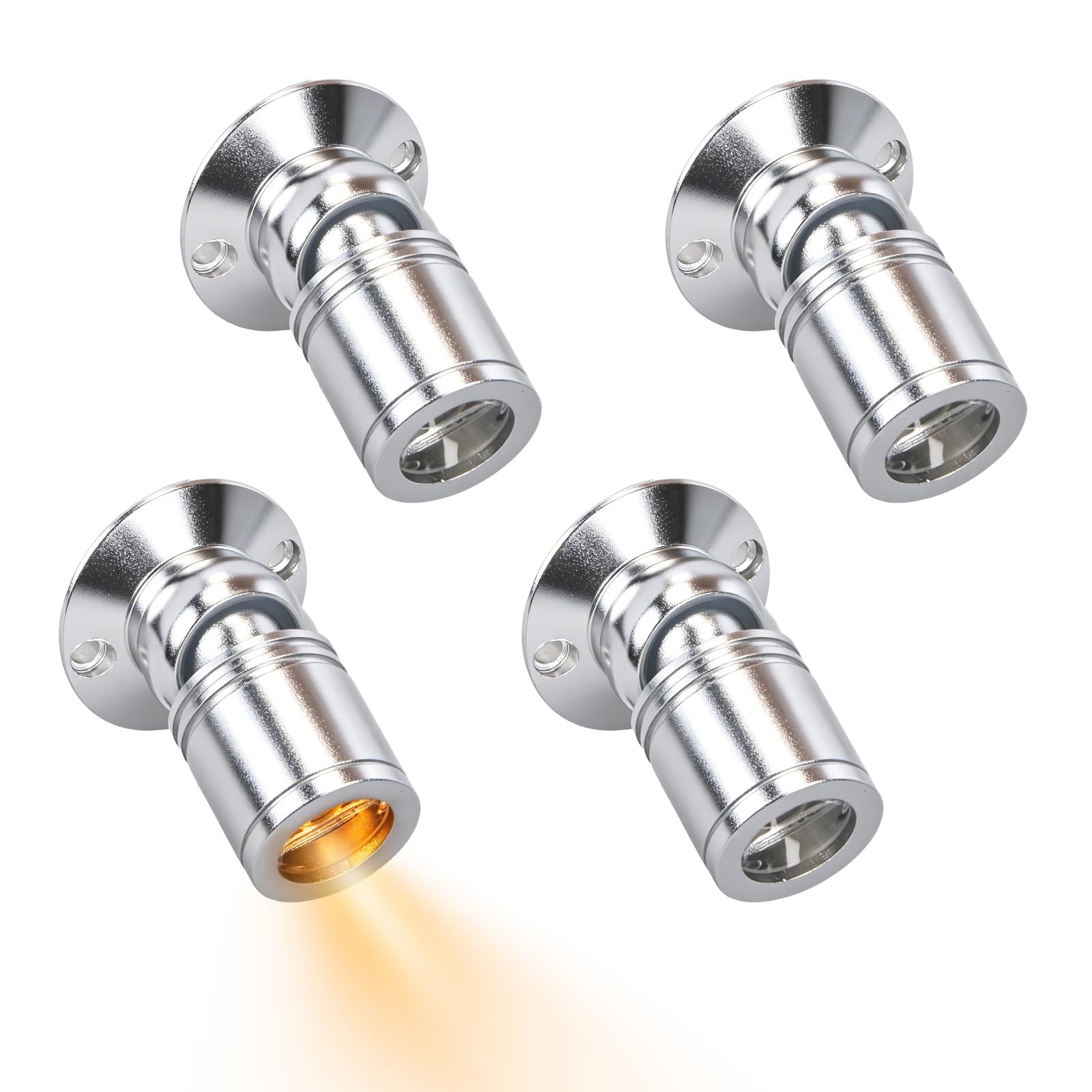 Gsycle 4Pcs Miniature Spot Light, 5V 1W Dimmable Rotate Small LED Mini Tiny Electric Craft Lights Dollhouse Spotlight Picture Light Up Lights for Display Case, Party Decorations, Crafts (Warm Light)