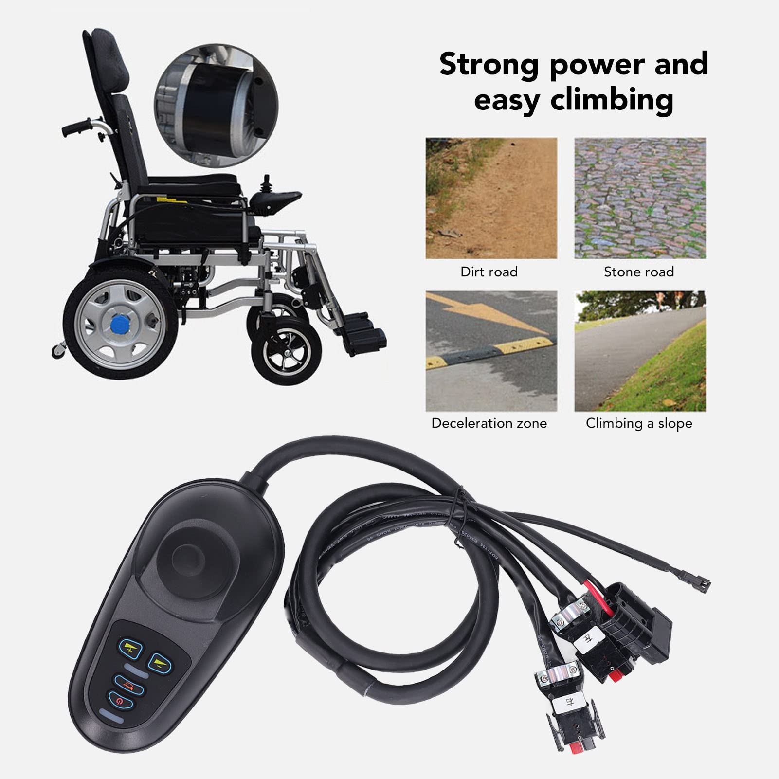 Elektryczne Wózki Inwalidzkie Kontroler Joystick 4 Porty Delikatnie Zmieniający prędkość Kontroler Wózków Inwalidzkich z Adapterem Hamulcowym DC24V
