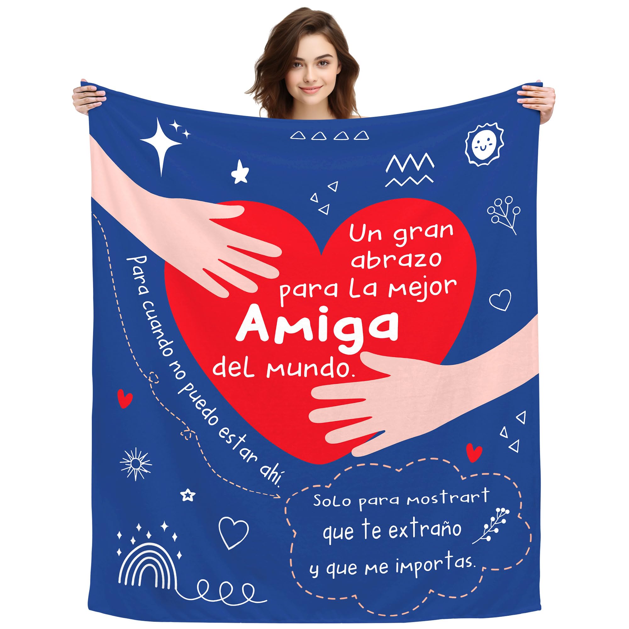Manta regalo amistad azul para siesta en cama y tardes de sofá cómodo
