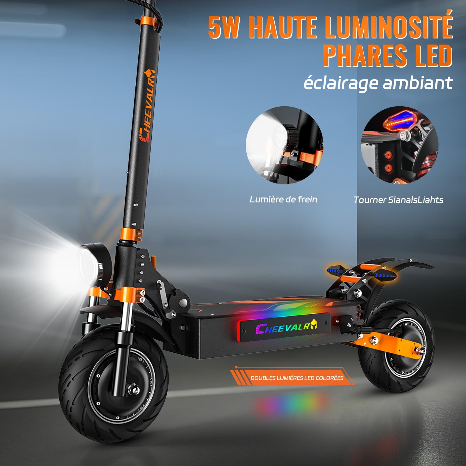 JAYSIMXIN Trottinette Electrique Adulte Puissante Trottinette Électrique Adulte Scooter,10 Pouces Trottinette électrique Tout Terrain, Batterie au Lithium 52V 36Ah,130 km