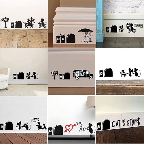 Paquete mixto de 9 piezas de calcomanías de pared con agujero de ratón, decoración de esquina de pared, decoración de bricolaje para el hogar, arte